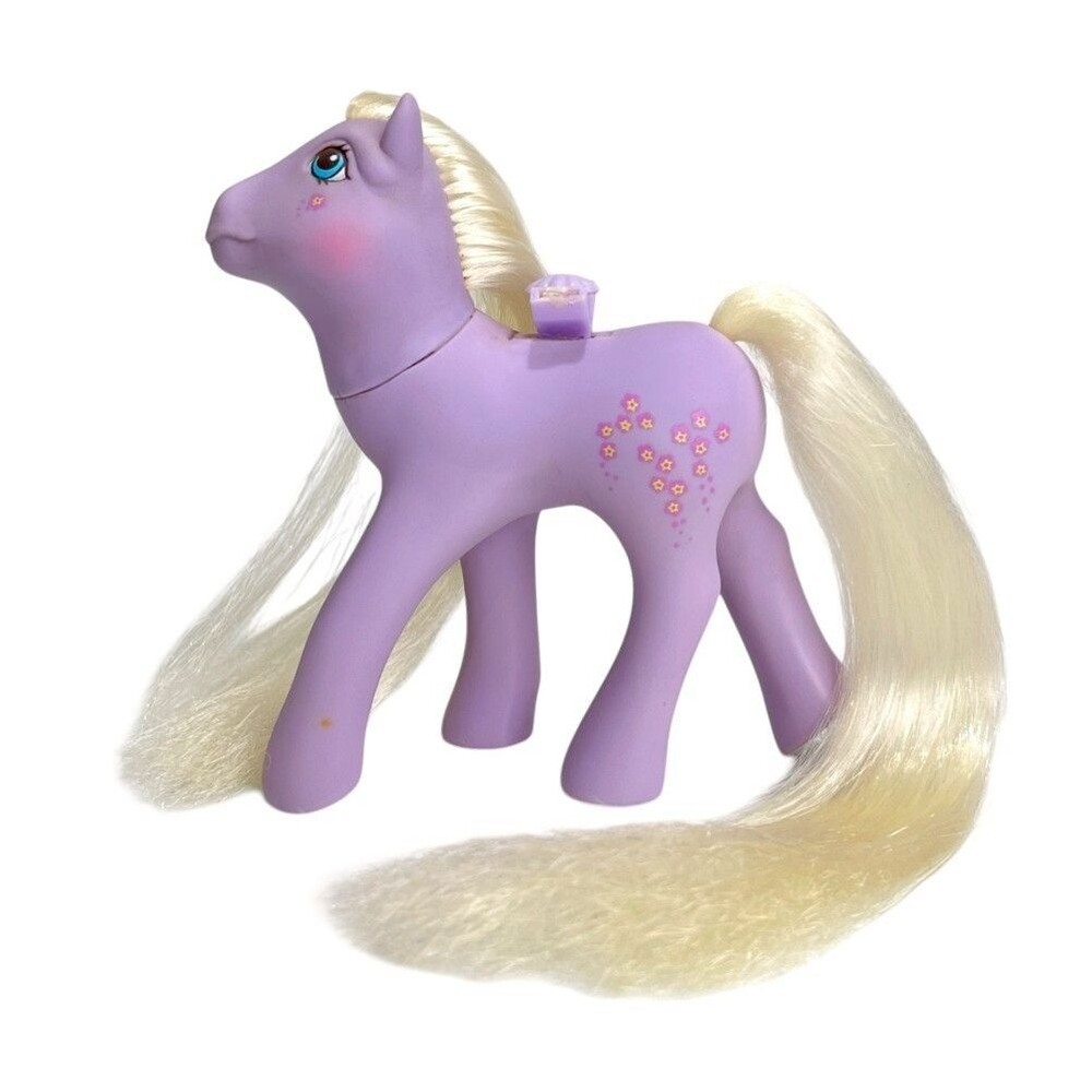 Vintage G1 My Little Pony Forget-Me-Not Flutter Ponies Purple White Hasbro 1985